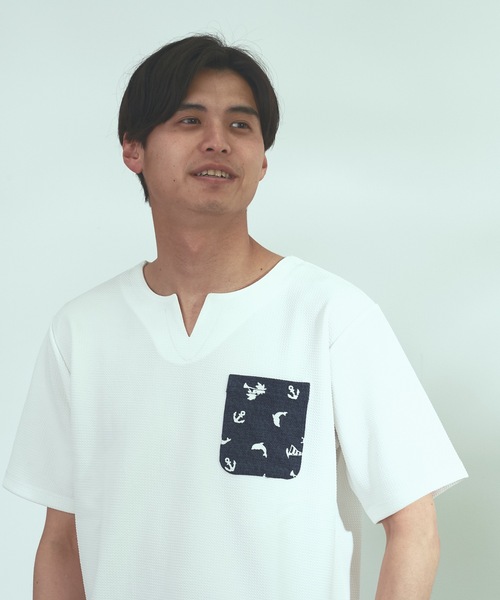 Blue Standard (ブルースタンダード)の「【BLUE STANDARD】速乾 制菌 防臭 快適 シワになりにくい ドライワッフルポケTシャツ(Tシャツ/カットソー・メンズ・ブルー系その他/ネイビー/ホワイト/オフホワイト・MEDIUM/LARGE/X-LARGE)」の21枚目の写真