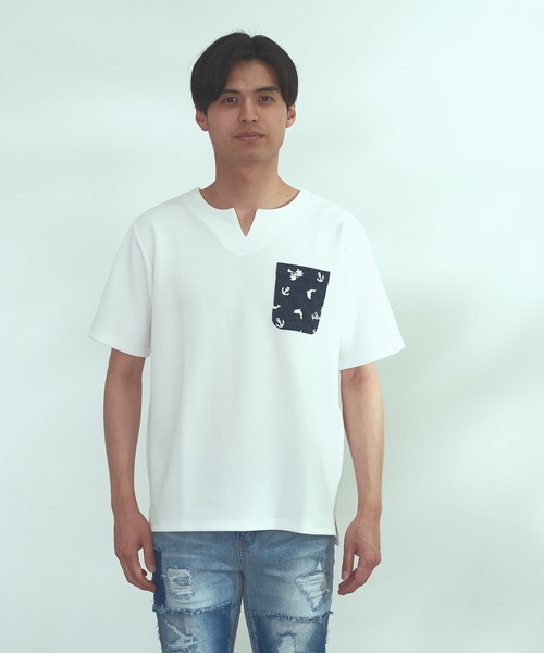 Blue Standard (ブルースタンダード)の「【BLUE STANDARD】速乾 制菌 防臭 快適 シワになりにくい ドライワッフルポケTシャツ(Tシャツ/カットソー・メンズ・ブルー系その他/ネイビー/ホワイト/オフホワイト・MEDIUM/LARGE/X-LARGE)」の19枚目の写真