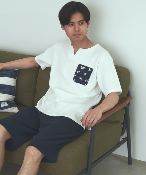 Blue Standard (ブルースタンダード)の「【BLUE STANDARD】速乾 制菌 防臭 快適 シワになりにくい ドライワッフルポケTシャツ(Tシャツ/カットソー・メンズ・ブルー系その他/ネイビー/ホワイト/オフホワイト・MEDIUM/LARGE/X-LARGE)」の16枚目の写真