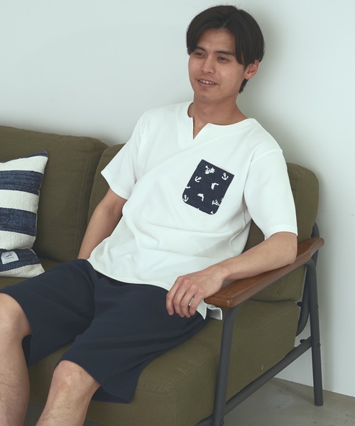 Blue Standard (ブルースタンダード)の「【BLUE STANDARD】速乾 制菌 防臭 快適 シワになりにくい ドライワッフルポケTシャツ(Tシャツ/カットソー・メンズ・ブルー系その他/ネイビー/ホワイト/オフホワイト・MEDIUM/LARGE/X-LARGE)」の14枚目の写真