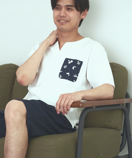 Blue Standard (ブルースタンダード)の「【BLUE STANDARD】速乾 制菌 防臭 快適 シワになりにくい ドライワッフルポケTシャツ(Tシャツ/カットソー・メンズ・ブルー系その他/ネイビー/ホワイト/オフホワイト・MEDIUM/LARGE/X-LARGE)」の10枚目の写真