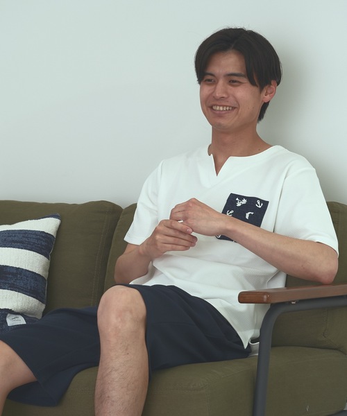 Blue Standard (ブルースタンダード)の「【BLUE STANDARD】速乾 制菌 防臭 快適 シワになりにくい ドライワッフルポケTシャツ(Tシャツ/カットソー・メンズ・ブルー系その他/ネイビー/ホワイト/オフホワイト・MEDIUM/LARGE/X-LARGE)」の9枚目の写真