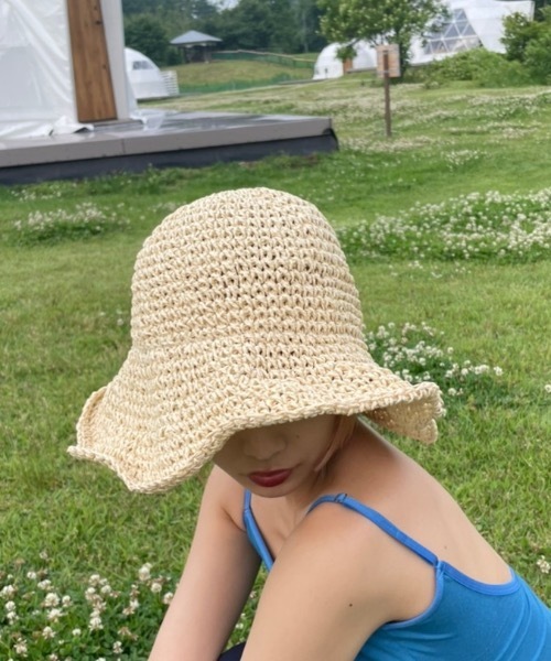 KOR（ケーオーアール）の「フレア麦わら帽子（ハット・レディース・ブラウン/アイボリー・FREE）」の5枚目の写真