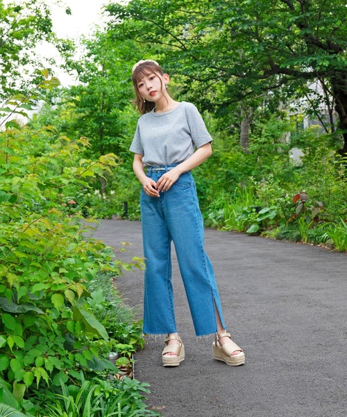 DuKKah（デュカ）の「Dukkah/【低身長向け】スリットストレートパンツ（デニムパンツ・レディース・ダークインディゴブルー/ホワイト・X-SMALL）」の7枚目の写真