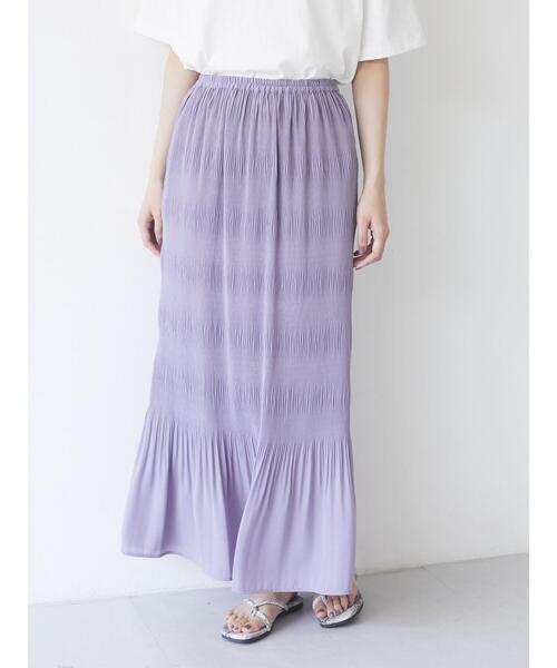 Green　Parks（グリーンパークス）の「マジョリカIラインスカート＊（スカート・レディース・イエロー/パープル/チャコールグレー・FREE）」の6枚目の写真