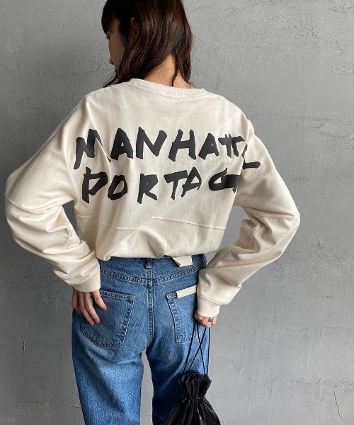 Manhattan Portage（マンハッタンポーテージ）の「[MANHATTAN PORTAGE/マンハッタンポーテージ] 別注 バックプリントロングスリーブTシャツ（Tシャツ/カットソー・レディース・チャコール/アイボリー/グレー・S/M/L/XL）」の11枚目の写真