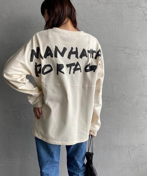 Manhattan Portage（マンハッタンポーテージ）の「[MANHATTAN PORTAGE/マンハッタンポーテージ] 別注 バックプリントロングスリーブTシャツ（Tシャツ/カットソー・レディース・チャコール/アイボリー/グレー・S/M/L/XL）」の17枚目の写真