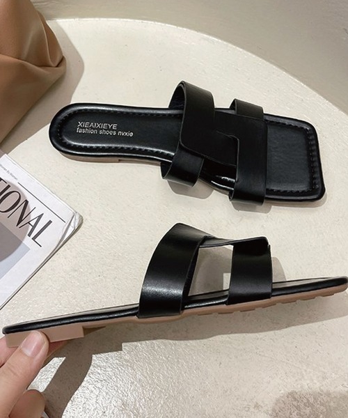 meJane（ミージェーン）の「スクエアデザインフラットサンダル【ZOZOTOWN限定】（サンダル・レディース・ブラック/パープル/グリーン・S/M/L）」の12枚目の写真