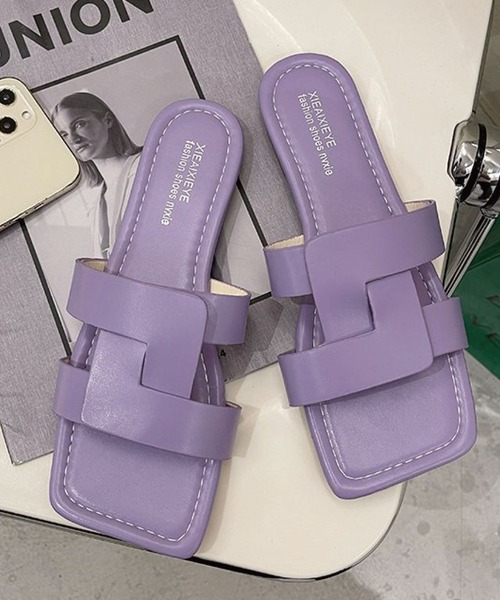 meJane（ミージェーン）の「スクエアデザインフラットサンダル【ZOZOTOWN限定】（サンダル・レディース・ブラック/パープル/グリーン・S/M/L）」の13枚目の写真