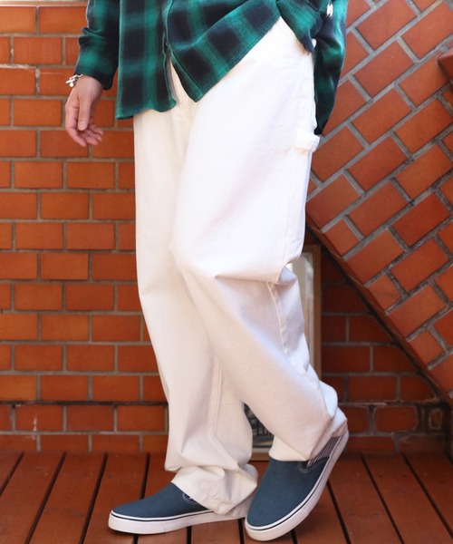 8(eight)(エイト)の「ワイドペインターパンツ(デニムパンツ・メンズ・オフホワイト/サックスブルー/ストライプ/ワンウォッシュ・MEDIUM/LARGE)」の2枚目の写真