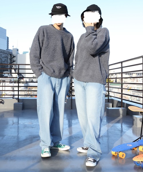 8(eight)(エイト)の「ワイドペインターパンツ(デニムパンツ・メンズ・オフホワイト/サックスブルー/ストライプ/ワンウォッシュ・MEDIUM/LARGE)」の5枚目の写真