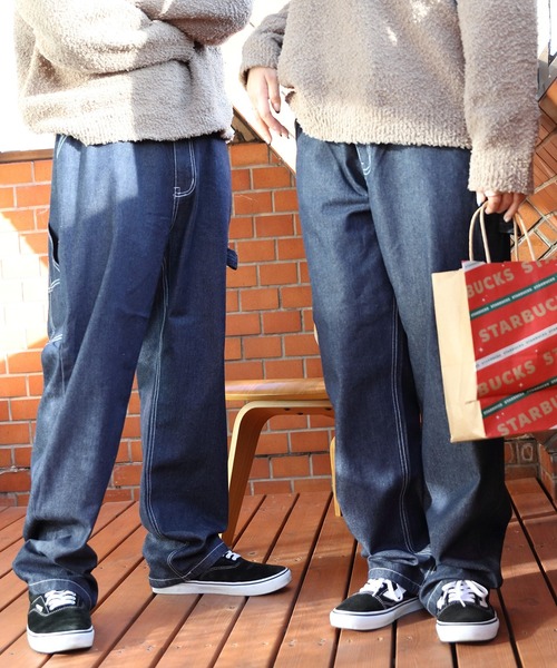 8(eight)(エイト)の「ワイドペインターパンツ(デニムパンツ・メンズ・オフホワイト/サックスブルー/ストライプ/ワンウォッシュ・MEDIUM/LARGE)」の7枚目の写真