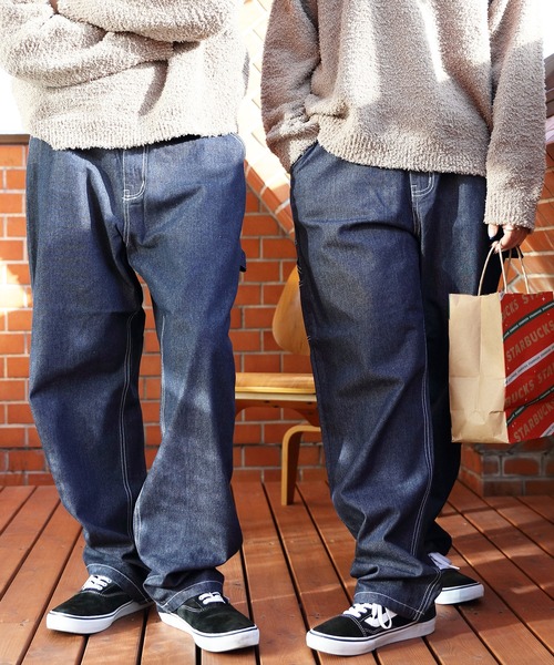 8(eight)(エイト)の「ワイドペインターパンツ(デニムパンツ・メンズ・オフホワイト/サックスブルー/ストライプ/ワンウォッシュ・MEDIUM/LARGE)」の8枚目の写真