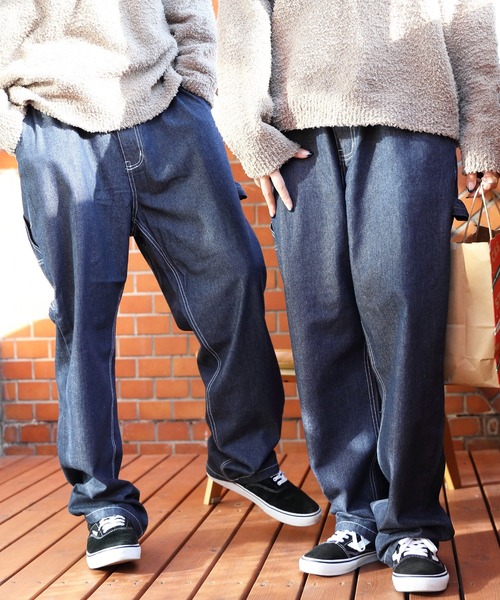 8(eight)(エイト)の「ワイドペインターパンツ(デニムパンツ・メンズ・オフホワイト/サックスブルー/ストライプ/ワンウォッシュ・MEDIUM/LARGE)」の9枚目の写真