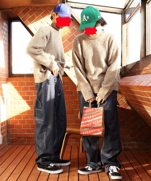 8(eight)(エイト)の「ワイドペインターパンツ(デニムパンツ・メンズ・オフホワイト/サックスブルー/ストライプ/ワンウォッシュ・MEDIUM/LARGE)」の13枚目の写真