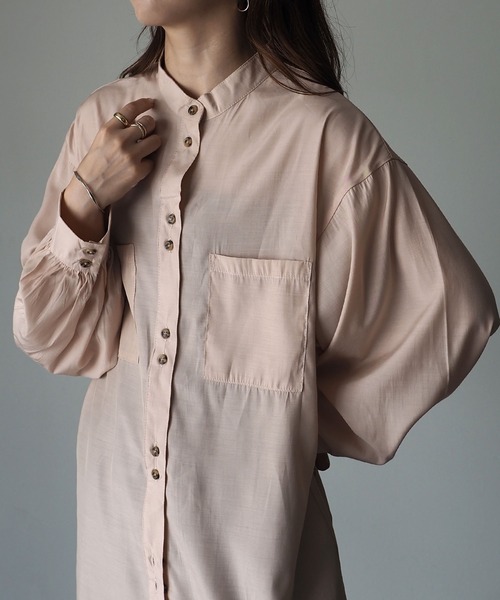 Riberry（リベリー）の「ダブルボタンサテンオーバーシャツ（シャツ/ブラウス・レディース・ブラック/ベージュ/カーキ/オフホワイト・MEDIUM）」の12枚目の写真