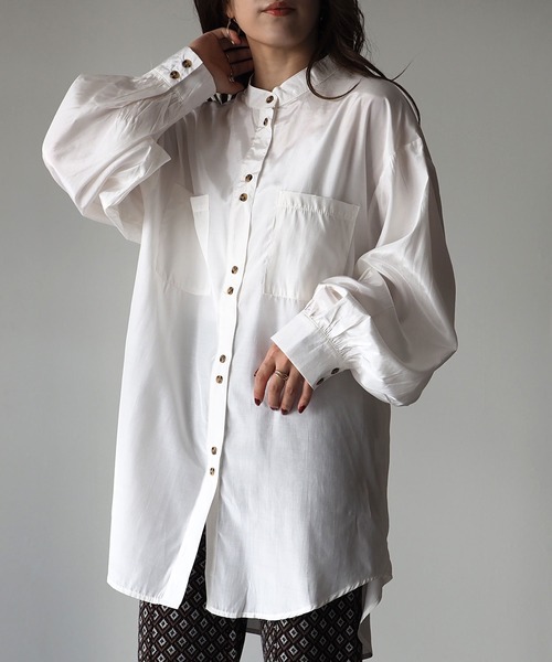 Riberry（リベリー）の「ダブルボタンサテンオーバーシャツ（シャツ/ブラウス・レディース・ブラック/ベージュ/カーキ/オフホワイト・MEDIUM）」の20枚目の写真