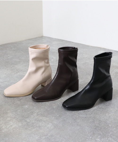 archives(アルシーヴ)の「ストレッチショートブーツ(ブーツ・レディース・ブラック/ブラウン/アイボリー・MEDIUM/LARGE)」の12枚目の写真