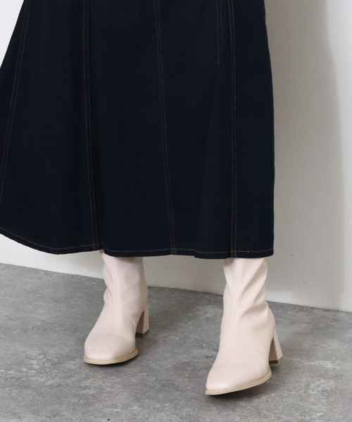 archives(アルシーヴ)の「ストレッチショートブーツ(ブーツ・レディース・ブラック/ブラウン/アイボリー・MEDIUM/LARGE)」の6枚目の写真