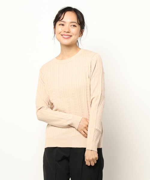 libelle more（リベル モア）の「12Gスフレニット　前身ケーブルワイドリブプルオーバー（ニット/セーター・レディース・ブラック/ベージュ/オフホワイト/カーキ/ピンク・M/L）」の3枚目の写真