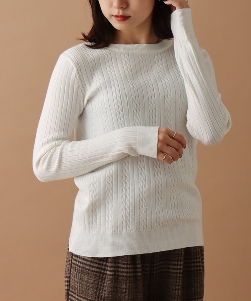 libelle more（リベル モア）の「12Gスフレニット　前身ケーブルワイドリブプルオーバー（ニット/セーター・レディース・ブラック/ベージュ/オフホワイト/カーキ/ピンク・M/L）」の2枚目の写真