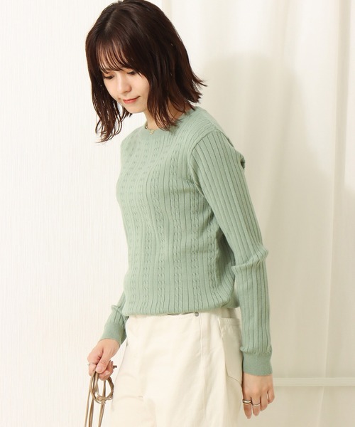 libelle more（リベル モア）の「12Gスフレニット　前身ケーブルワイドリブプルオーバー（ニット/セーター・レディース・ブラック/ベージュ/オフホワイト/カーキ/ピンク・M/L）」の22枚目の写真