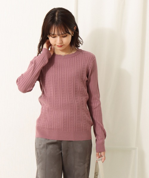 libelle more（リベル モア）の「12Gスフレニット　前身ケーブルワイドリブプルオーバー（ニット/セーター・レディース・ブラック/ベージュ/オフホワイト/カーキ/ピンク・M/L）」の21枚目の写真