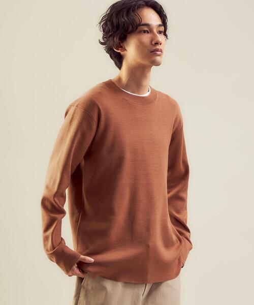 green label relaxing（グリーンレーベルリラクシング）の「＜green label relaxing＞オタゴウール クルーネック ニット -ウォッシャブル-（ニット/セーター・メンズ・ライトグレー/ダークブラウン/オレンジ/ケリー・S/M/L/XL）」の5枚目の写真