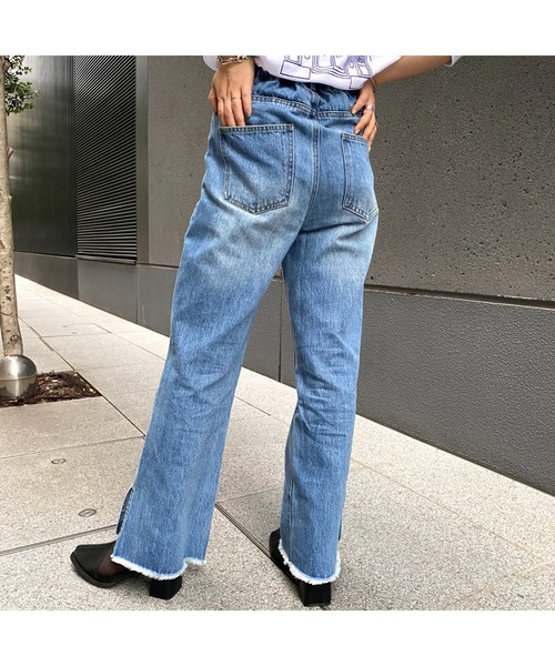 CPCM(シーピーシーエム)の「サイドスリット裾フリンジデニム(デニムパンツ・レディース・ブラック/インディゴブルー/ブルー・FREE)」の10枚目の写真