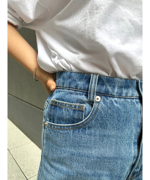 CPCM(シーピーシーエム)の「サイドスリット裾フリンジデニム(デニムパンツ・レディース・ブラック/インディゴブルー/ブルー・FREE)」の13枚目の写真