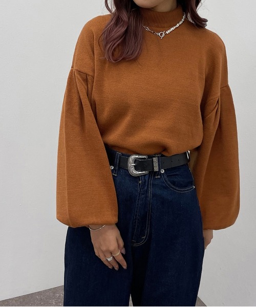 apres jour mignon(アプレジュールミニョン)の「袖タックニット【ZOZOTOWN限定アイテム】【9PO】(ニット/セーター・レディース・ブルー/オレンジ/ブラック/グリーン/アイボリー・フリー/X-LARGE)」の5枚目の写真