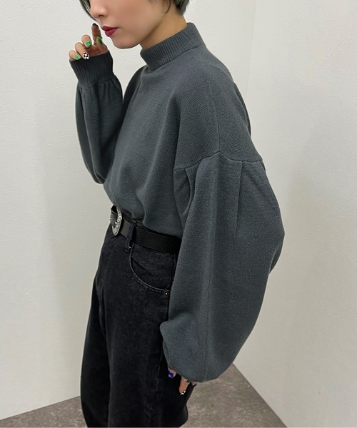 apres jour mignon(アプレジュールミニョン)の「袖タックニット【ZOZOTOWN限定アイテム】【9PO】(ニット/セーター・レディース・ブルー/オレンジ/ブラック/グリーン/アイボリー・フリー/X-LARGE)」の4枚目の写真