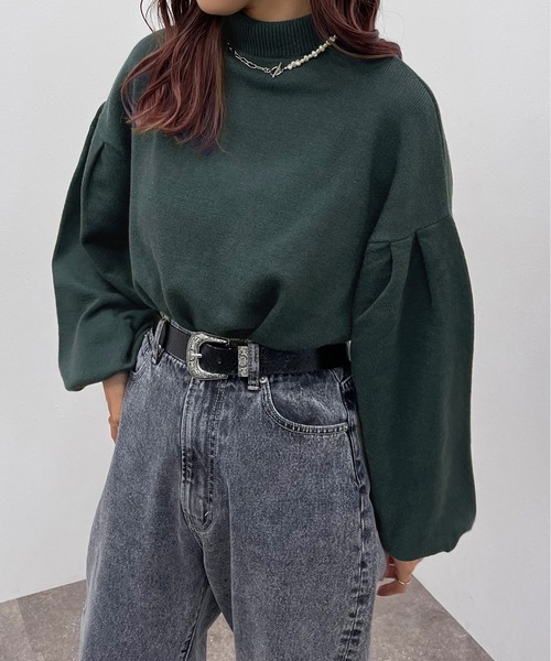 apres jour mignon(アプレジュールミニョン)の「袖タックニット【ZOZOTOWN限定アイテム】【9PO】(ニット/セーター・レディース・ブルー/オレンジ/ブラック/グリーン/アイボリー・フリー/X-LARGE)」の3枚目の写真
