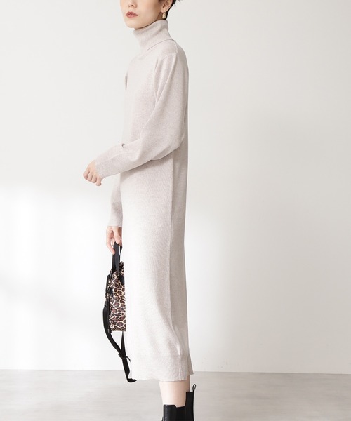 N.（N. Natural Beauty Basic）（エヌエヌナチュラルビューティーベーシック）の「◆ウールベーシックタートルネックニットワンピース（ワンピース・レディース・ブラック/オートミール/パープル・MEDIUM）」の12枚目の写真
