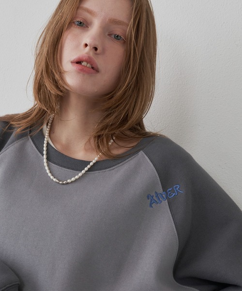 AIVER(アイバー)の「AIVER ボリューム起毛刺繍ラグランスウェット(スウェット・メンズ・チャコールグレー/ブラック/ライトグレー・LARGE/MEDIUM)」の3枚目の写真