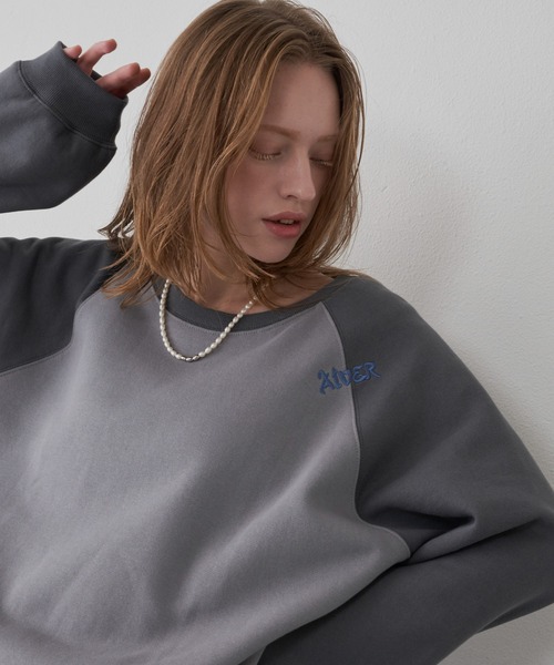 AIVER(アイバー)の「AIVER ボリューム起毛刺繍ラグランスウェット(スウェット・メンズ・チャコールグレー/ブラック/ライトグレー・LARGE/MEDIUM)」の8枚目の写真