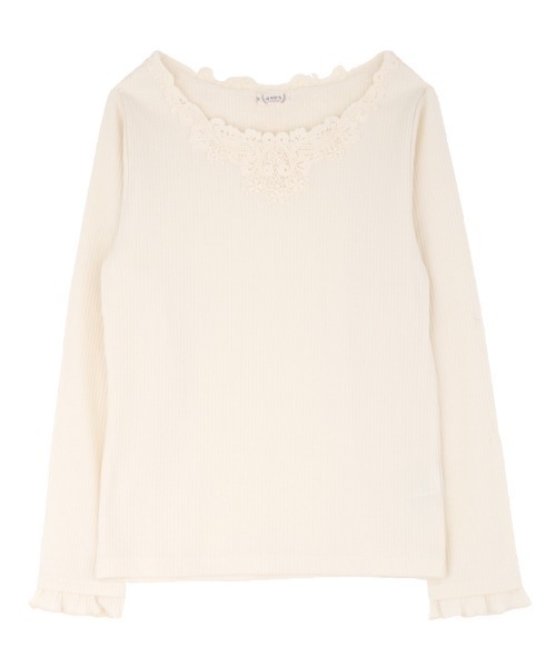 axes femme(アクシーズファム)の「モチーフレース長袖インナー(Tシャツ/カットソー・レディース・ブラック/キナリ/ラベンダー/ダークグリーン・MEDIUM)」の3枚目の写真