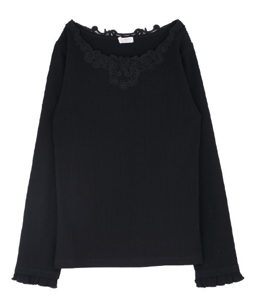axes femme(アクシーズファム)の「モチーフレース長袖インナー(Tシャツ/カットソー・レディース・ブラック/キナリ/ラベンダー/ダークグリーン・MEDIUM)」の4枚目の写真