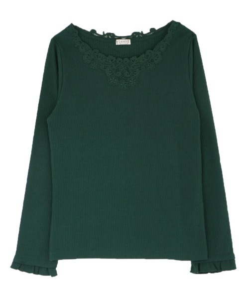 axes femme(アクシーズファム)の「モチーフレース長袖インナー(Tシャツ/カットソー・レディース・ブラック/キナリ/ラベンダー/ダークグリーン・MEDIUM)」の1枚目の写真