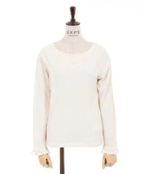 axes femme(アクシーズファム)の「モチーフレース長袖インナー(Tシャツ/カットソー・レディース・ブラック/キナリ/ラベンダー/ダークグリーン・MEDIUM)」の19枚目の写真