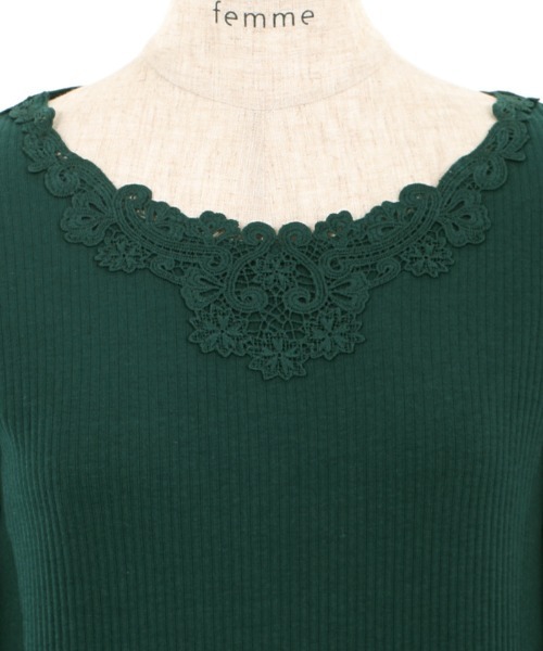axes femme(アクシーズファム)の「モチーフレース長袖インナー(Tシャツ/カットソー・レディース・ブラック/キナリ/ラベンダー/ダークグリーン・MEDIUM)」の6枚目の写真