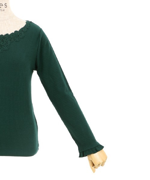 axes femme(アクシーズファム)の「モチーフレース長袖インナー(Tシャツ/カットソー・レディース・ブラック/キナリ/ラベンダー/ダークグリーン・MEDIUM)」の9枚目の写真