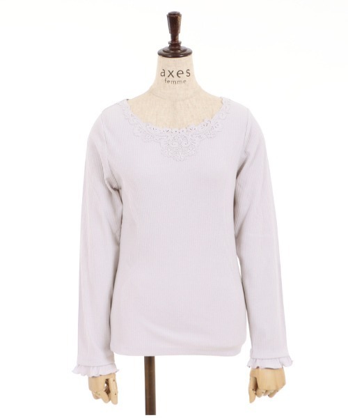 axes femme(アクシーズファム)の「モチーフレース長袖インナー(Tシャツ/カットソー・レディース・ブラック/キナリ/ラベンダー/ダークグリーン・MEDIUM)」の10枚目の写真