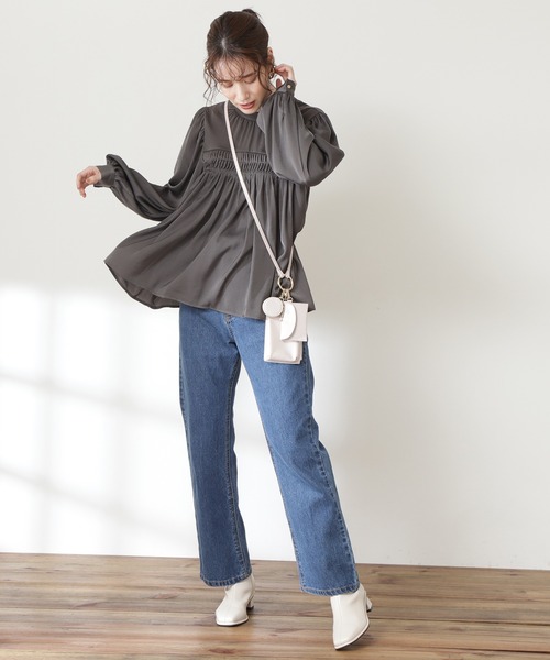 N.（N. Natural Beauty Basic）（エヌエヌナチュラルビューティーベーシック）の「◆ピンタックサテンブラウス（シャツ/ブラウス・レディース・チャコールグレー/ピンク/ナチュラル/イエロー・MEDIUM）」の12枚目の写真