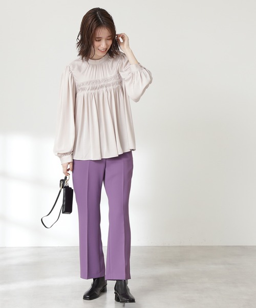 N.（N. Natural Beauty Basic）（エヌエヌナチュラルビューティーベーシック）の「◆ピンタックサテンブラウス（シャツ/ブラウス・レディース・チャコールグレー/ピンク/ナチュラル/イエロー・MEDIUM）」の8枚目の写真