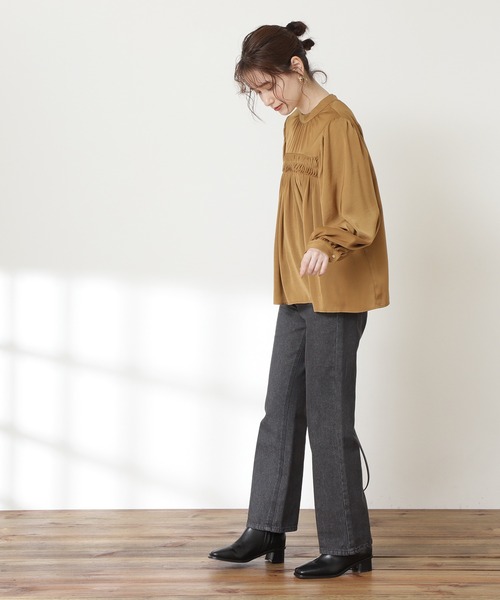 N.（N. Natural Beauty Basic）（エヌエヌナチュラルビューティーベーシック）の「◆ピンタックサテンブラウス（シャツ/ブラウス・レディース・チャコールグレー/ピンク/ナチュラル/イエロー・MEDIUM）」の15枚目の写真