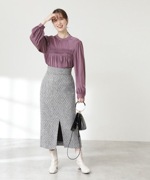 N.（N. Natural Beauty Basic）（エヌエヌナチュラルビューティーベーシック）の「◆ピンタックサテンブラウス（シャツ/ブラウス・レディース・チャコールグレー/ピンク/ナチュラル/イエロー・MEDIUM）」の16枚目の写真