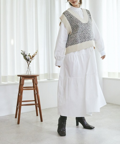 toucher du brise（トゥシェドブリーズ）の「【一枚で決まる】ピンタックボリュームワンピース（ワンピース・レディース・ブラック/オフホワイト/カーキ・M）」の12枚目の写真