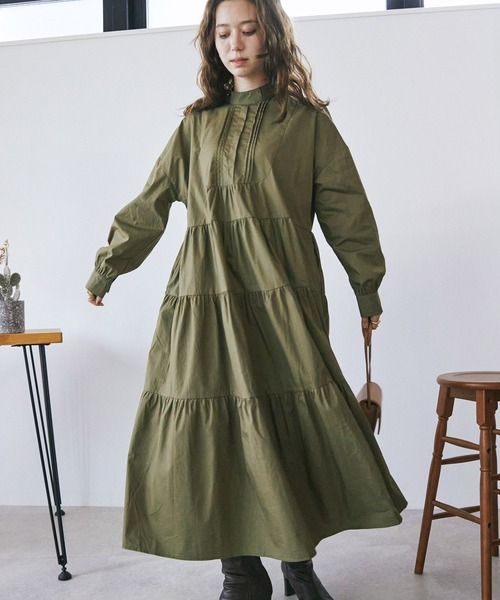 toucher du brise（トゥシェドブリーズ）の「【一枚で決まる】ピンタックボリュームワンピース（ワンピース・レディース・ブラック/オフホワイト/カーキ・M）」の15枚目の写真