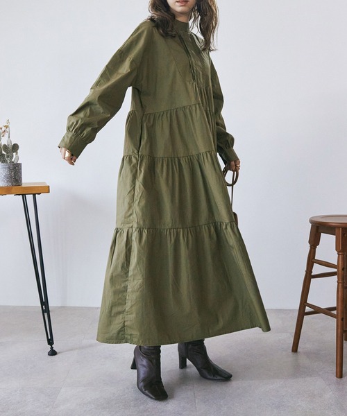 toucher du brise（トゥシェドブリーズ）の「【一枚で決まる】ピンタックボリュームワンピース（ワンピース・レディース・ブラック/オフホワイト/カーキ・M）」の7枚目の写真